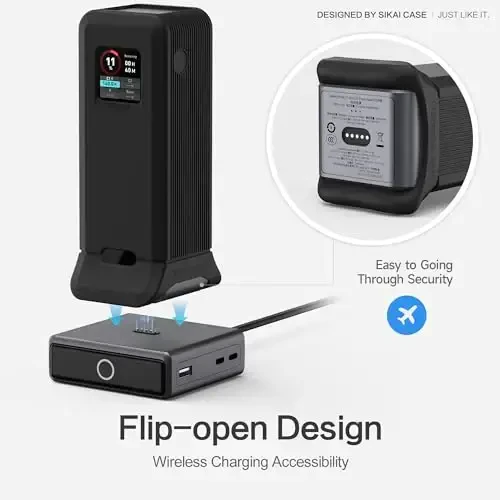 Silicone Case for Anker Prime Power Bank 27,650mAh 250W 1/4-inch nut Hole, TF/SIM Card Storage Reserved Compatible with Anker 250W Prime Power Bank Protective Cover Dustproof Soft with Handle(Black) - 4