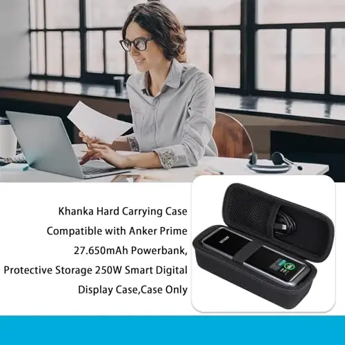 khanka for Anker Prime Power Bank 27650mAh 250W/Anker Zolo A1695 Power Bank 25K 165W Traveling Case,Case Only (Black). - 6
