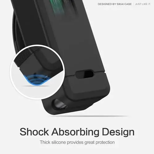 Anker Prime Power Bank 27,650mAh 250W uchun silikon g'ilof 1/4 dyuymli gayka teshigi, TF/SIM karta saqlash uchun joy, Anker 250W Prime Power Bank bilan mos keladi, chang o'tkazmaydigan yumshoq himoya qopqog'i tutqichli (qora) - 5