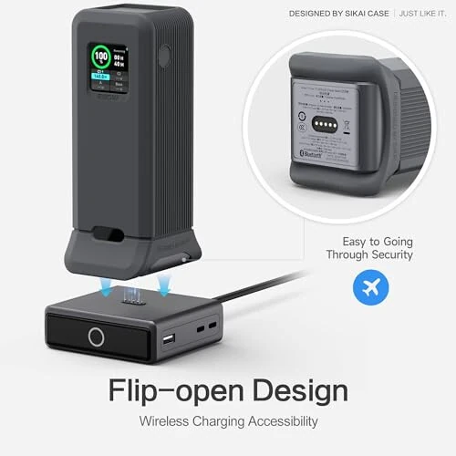 Anker Prime Power Bank 27,650mAh 250W uchun silikon qopqoq, 1/4 dyuymli gayka teshigi, TF/SM karta saqlash joyi, Anker 250W Prime Power Bank bilan mos keladigan changdan himoya qiluvchi yumshoq qopqoq, tutqichli (kulrang) - 3