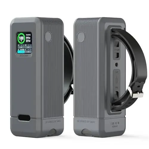 Anker Prime Power Bank 27,650mAh 250W uchun silikon qopqoq, 1/4 dyuymli gayka teshigi, TF/SM karta saqlash joyi, Anker 250W Prime Power Bank bilan mos keladigan changdan himoya qiluvchi yumshoq qopqoq, tutqichli (kulrang) - 6