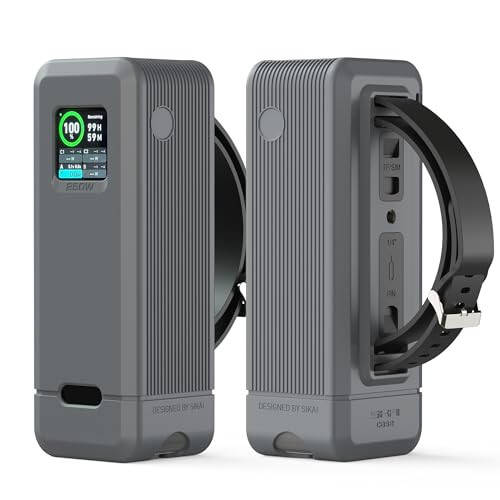 Anker Prime Power Bank 27,650mAh 250W uchun silikon qopqoq, 1/4 dyuymli gayka teshigi, TF/SM karta saqlash joyi, Anker 250W Prime Power Bank bilan mos keladigan changdan himoya qiluvchi yumshoq qopqoq, tutqichli (kulrang) - 6