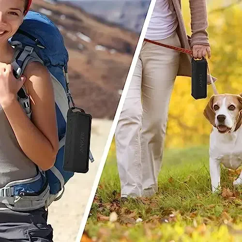 Anker Soundcore 2 Ko'chma Bluetooth Karnayiga Mos Kelgan TXEsign Silikon Qopqog'i, Anker Soundcore 2 Karnay Uchun Tutqich va Karabinli Himoya Qiluvchi Sayohat Qopqog'i (Qora) - 5