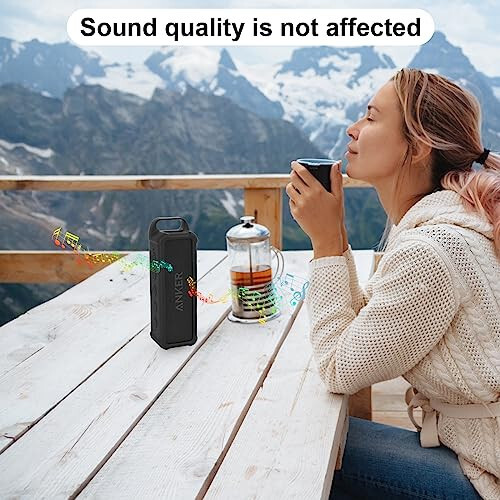 Anker Soundcore 2 Taşınabilir Bluetooth Hoparlör ile Uyumlu TXEsign Silikon Kılıf, Anker Soundcore 2 Hoparlör İçin Saplı ve Karabinli Koruyucu Seyahat Kılıfı (Siyah) - 8