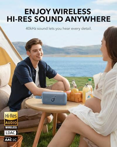 Anker Soundcore Bluetooth Speaker & Soundcore Motion 300 Wireless Hi-Res Portable Speaker with BassUp, Bluetooth with SmartTune Technology, 30W Stereo Sound, 13H Playback, and IPX7 Waterproof - Blue - 4