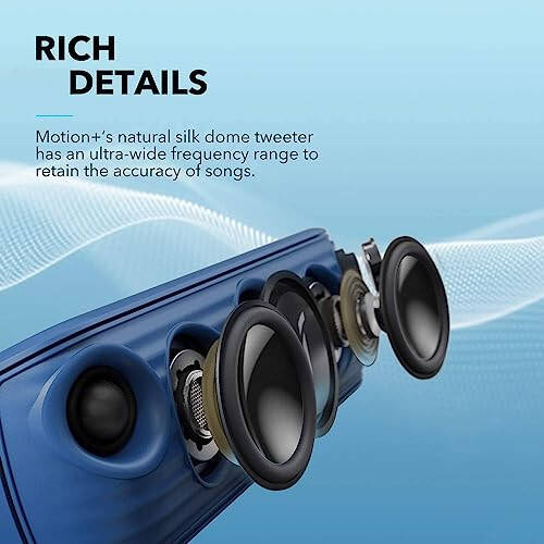 Anker Soundcore Motion+ Bluetooth Speaker with Hi-Res 30W Audio, Extended Bass and Treble, Wireless HiFi Portable Speaker with App, Customizable EQ, 12-Hour Playtime, IPX7 Waterproof, and USB-C, Blue - 9