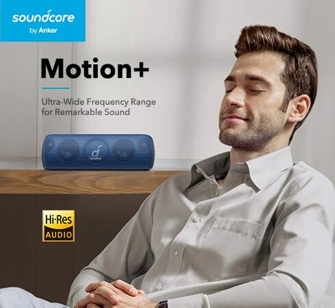 Anker Soundcore Motion+ Bluetooth Speaker with Hi-Res 30W Audio, Extended Bass and Treble, Wireless HiFi Portable Speaker with App, Customizable EQ, 12-Hour Playtime, IPX7 Waterproof, and USB-C, Blue - 2