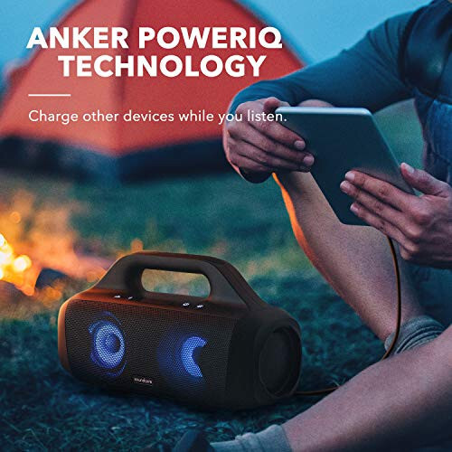 Anker Soundcore Select Pro, Açık Hava Bluetooth Hoparlörü BassUp Teknolojisi ile, IPX7 Su Geçirmez, 16 Saat Çalma Süresi, Uygulama, LED Işıklar, Dahili Sap, Taşınabilir Bluetooth Hoparlör Açık Hava İçin, Kamp - 6