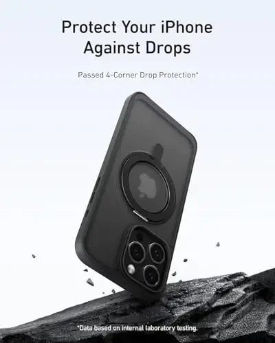 Anker Ultra Magnetic for iPhone 15 Pro Case bilan Sturdy 360° Halqa Sehpası, Military-Grade Shockproof iPhone 15 Pro Kickstand MagSafe bilan mos keluvchi (Qora) - 5