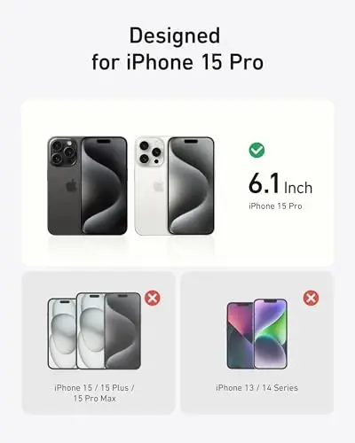 Ankerning iPhone 15 uchun magnit uzuk stendi, silikon barmoq uzugi qo'l stendi ushlagichi, harbiy sinf qulash sinovidan o'tgan, MagSafe bilan mos, o'rnatilgan stend, yumshoq cheti barmoq izi himoyasi, qora - 4