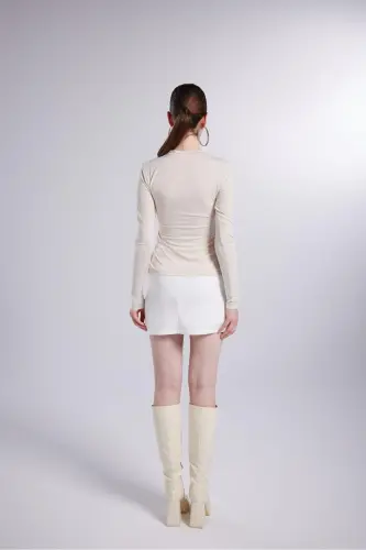 Anna Blouse Beige Long-Sleeved with Buttons - 6