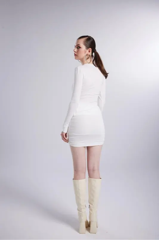 Anna Blouse White Long-Sleeved with Snaps - 6