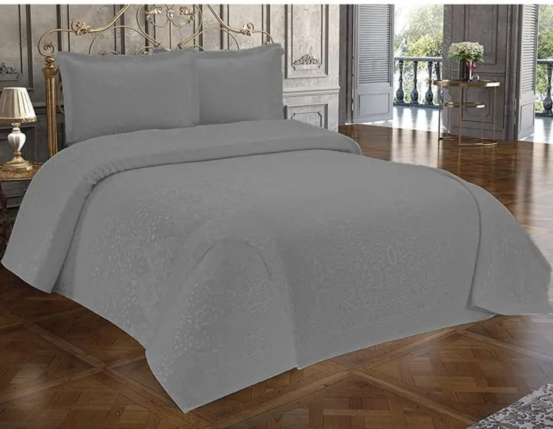 Anna Karina 3 Piece Double Bed Cover Set Royal Grey - NEVRESIMDUNYASI