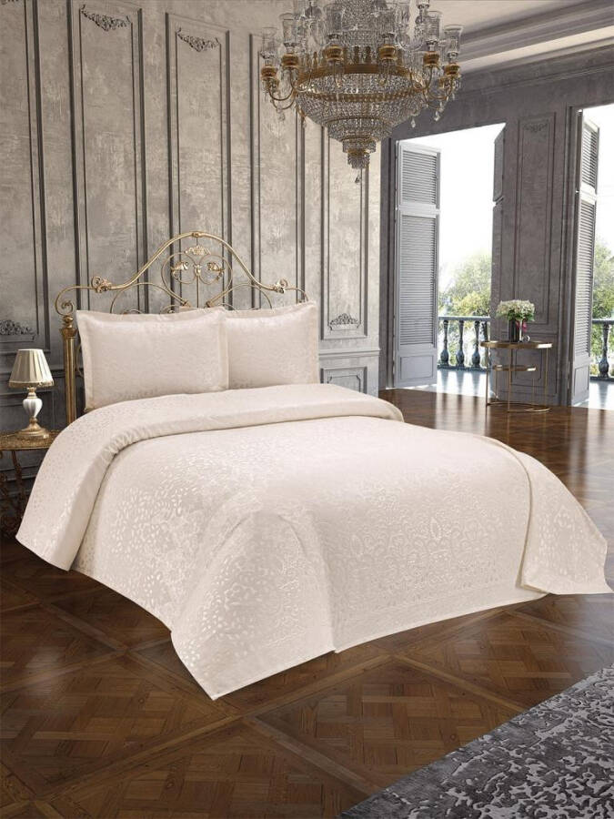 Anna Karina 3 Piece Double Bedspread Royal Ecru - 3