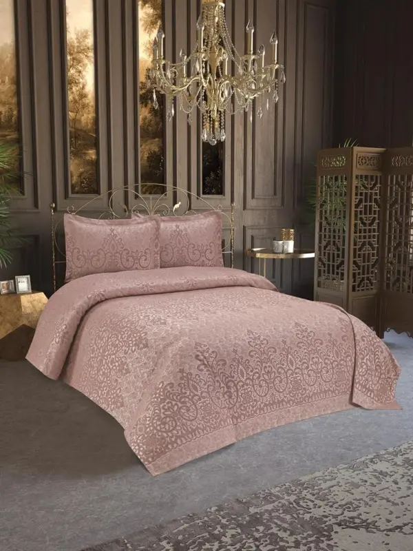 Anna Karina 3 Piece Double Bedspread Royal Powder - NEVRESIMDUNYASI