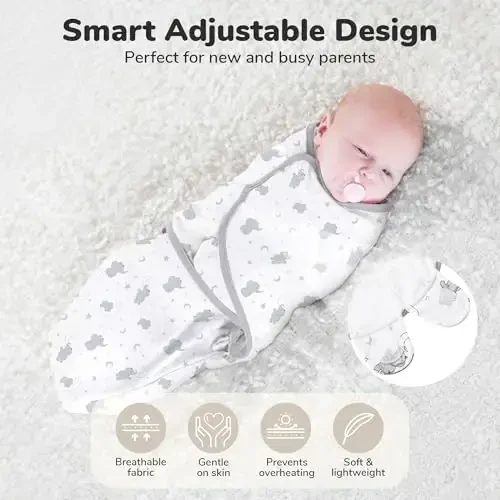 Mama Cheetah Baby Swaddle Sack 3-6 Month, Organic Cotton Swaddling Sleep Sack, Infant Swaddle Blanket, Large Swaddle Wrap, Easy Swaddles for Boy Girl, 3-Pack - 5