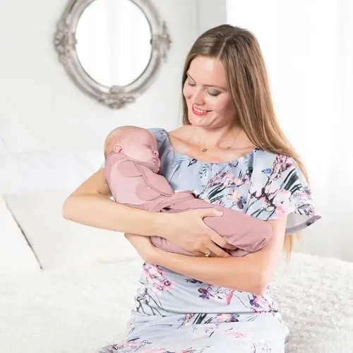 Anne Çita Bebek Kundak Çuvalı, Organik Pamuk Kundak Battaniye, Ayarlanabilir Kundak Uyku Tulumları, Erkek Kız 0-3 Ay için Kolay Kundaklar, Bebek Gereçleri, 4'lü Paket, Mat Gül - 7