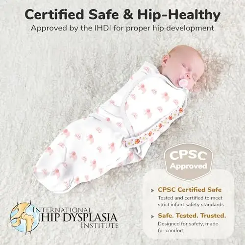 Mama Cheetah Baby Swaddle Sack, Organic Cotton Swaddle Blanket, Adjustable Swaddle Sleep Sacks, Easy Swaddles for Boy Girl 0-3 Month, Baby Essentials, 4-Pack, Dusty Rose - 3