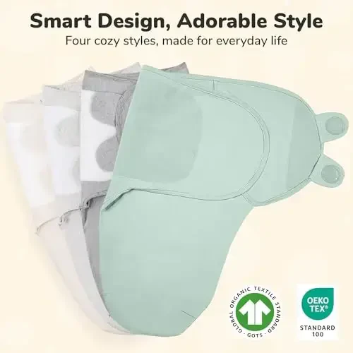 Mama Cheetah Baby Swaddle Sack, Organic Cotton Swaddle Blanket, Adjustable Swaddle Sleep Sacks, Easy Swaddles for Boy Girl 0-3 Month, Baby Essentials, 4-Pack - 3