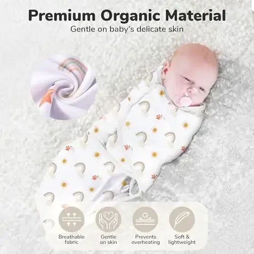 Mama Cheetah Baby Swaddle Sack, Organic Cotton Swaddle Blanket, Adjustable Swaddle Sleep Sacks, Easy Swaddles for Boy Girl 0-3 Month, Baby Essentials, 3-Pack - 5