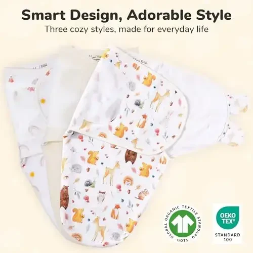 Mama Cheetah Baby Swaddle Sack, Organic Cotton Swaddle Blanket, Adjustable Swaddle Sleep Sacks, Easy Swaddles for Boy Girl 0-3 Month, Baby Essentials, 3-Pack - Modazone (1)