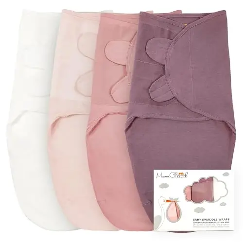 Anne Çita Prematüre Kundak Tulumu, Prematüreler için Organik Kundak Uyku Tulumları, Kundak Battaniyesi, Prematüre Kız Bebek 1,8-3,2 kg için Kolay Kundaklar, Yenidoğan Temel İhtiyaçları, 4'lü Paket 