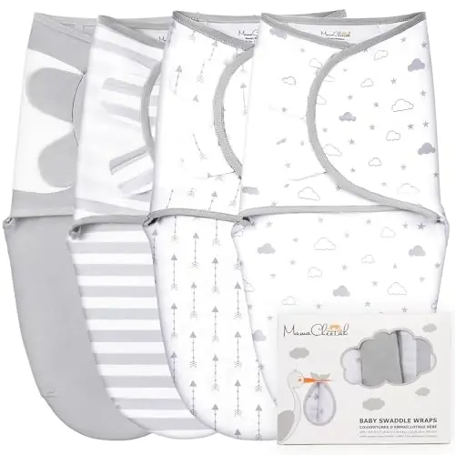 Anne Çita Prematüre Kundak Tulumu, Prematüreler için Organik Kundak Uyku Tulumları, Prematüre Kundak Battaniye, Prematüre Erkek Bebek Kız 4-7 lbs için Kolay Kundaklar, Yeni Doğan Temel İhtiyaçları, 4'lü Paket, Gri 