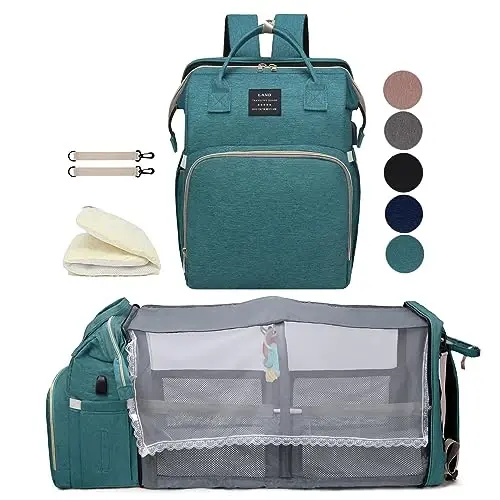 houscly Green Diaper Bag Backpack for Mom: Baby Bags for Boys Girls Toddler Women Men Large Back Pack Diapers Bag Big Travel Pañaleras Modernas Para Bebe Niña Unisex Newborn Essential Baby Registry - 1