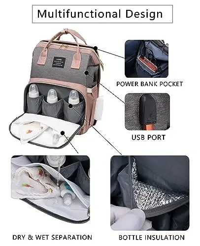 houscly Green Diaper Bag Backpack for Mom: Baby Bags for Boys Girls Toddler Women Men Large Back Pack Diapers Bag Big Travel Pañaleras Modernas Para Bebe Niña Unisex Newborn Essential Baby Registry - 4