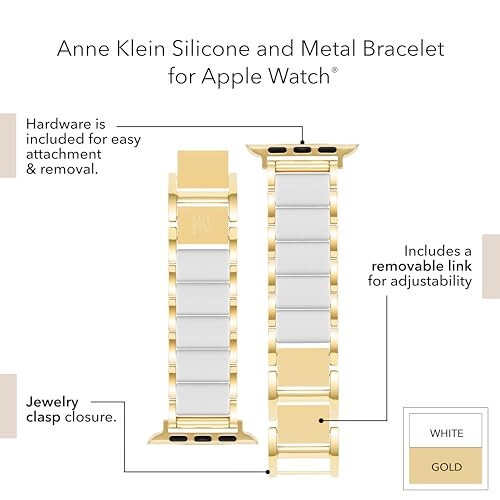 Anne Klein Kauçuk Kaplı Moda Bileklik Apple Watch İçin, Güvenli, Ayarlanabilir, Apple Watch Değiştirme Bant, Çoğu Bileğe Uyar - 5