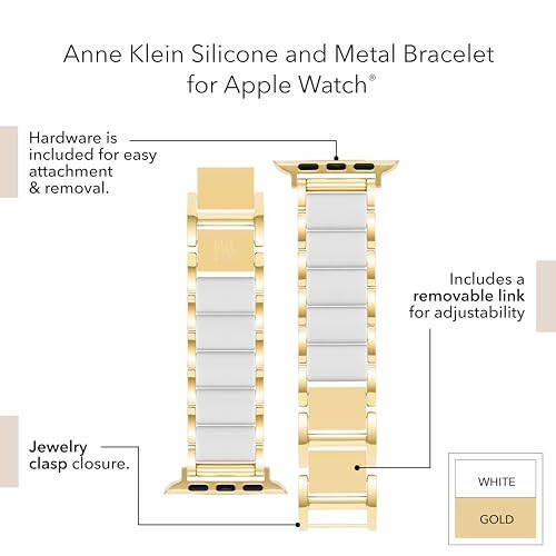 Anne Klein Rubberized Fashion Bracelet for Apple Watch, Secure, Adjustable, Apple Watch Replacement Band, Fits Most Wrists - 5