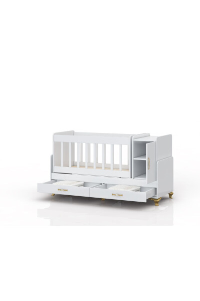 Anne Yanı, Sallanır, Büyüyen Bebek Beşiği, Yataklı, Kapaklı, Çekmeceli 60 x 120 Altın-Sarı - 3