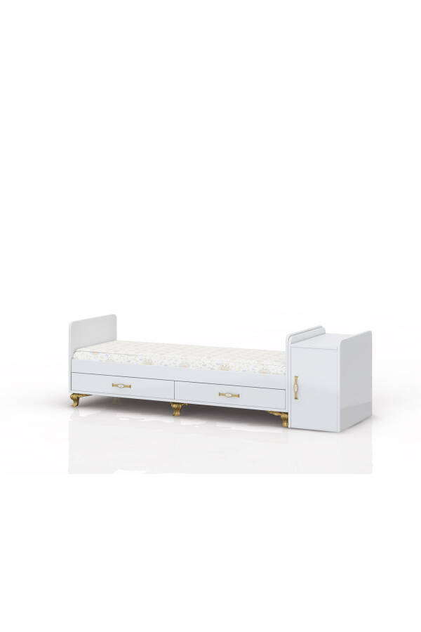 Anne Yanı, Sallanır, Büyüyen Bebek Beşiği, Yataklı, Kapaklı, Çekmeceli 60 x 120 Altın-Sarı - 4