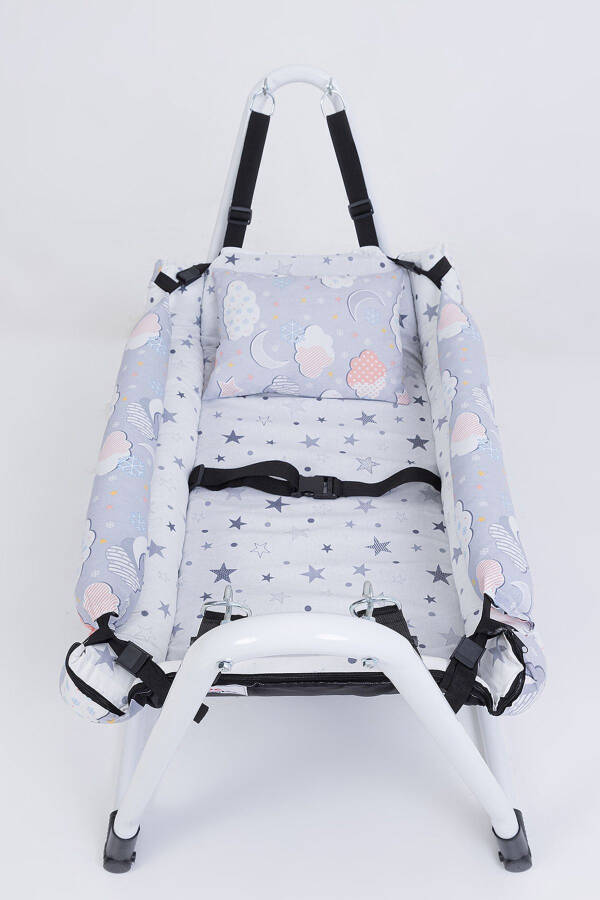 Anne Yanı Hamak Lüks Pamuklu Kumaş Silinebilir Hamak-Gri - 2