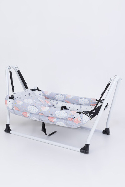 Anne Yanı Hamak Lüks Pamuklu Kumaş Silinebilir Hamak-Gri - 3