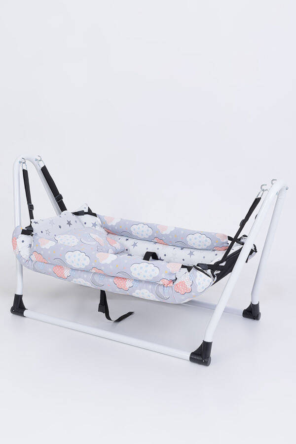 Anne Yanı Hamak Lüks Pamuklu Kumaş Silinebilir Hamak-Gri - 3