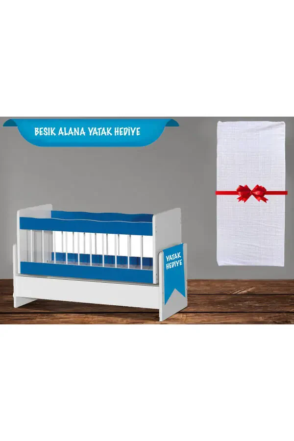Anne Yanı Yataklı Sallanır Beşik-Mavi - 1