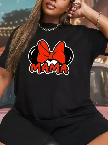 Anneler Günü Baskılı T-shirt - Siyah - 1