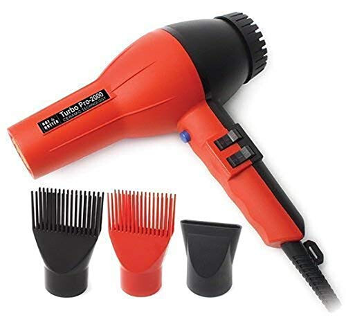 Annie - Hot and Hotter Salon Turbo Pro-2000 Ionic Hair Dryer - Red - Ceramic - (2) Hair Pick Attachments and (1) Concentrator Attachment - Modazone
