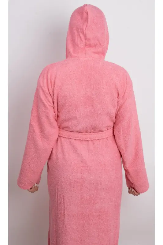 Anor guli rangli AVS bukle kapüşonli model xalat (S-M-L-XL-2XL-3XL-4XL) Katta va tana - Anor guli - 4