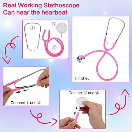 ANPHILE Kids Doctor Costume, Lab Coat Career Day Dress Up for Toddler Girls - 4