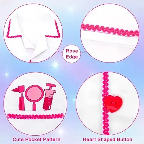 ANPHILE Kids Doctor Costume, Lab Coat Career Day Dress Up for Toddler Girls - 3