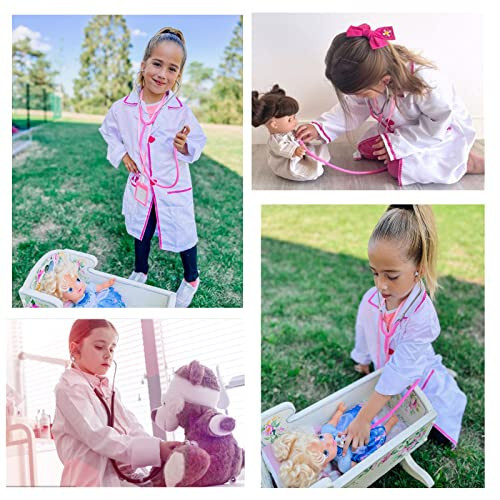 ANPHILE Kids Doctor Costume, Kids Doctor Lab Coat Halloween Dress Up Costume for Toddler Girls Kids - 2