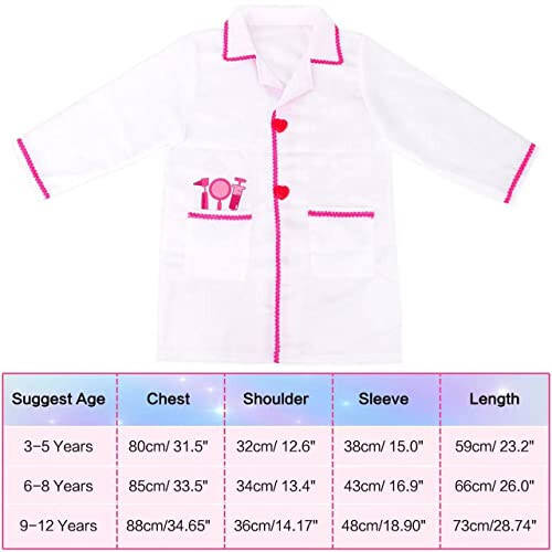 ANPHILE Kids Doctor Costume, Kids Doctor Lab Coat Halloween Dress Up Costume for Toddler Girls Kids - 5