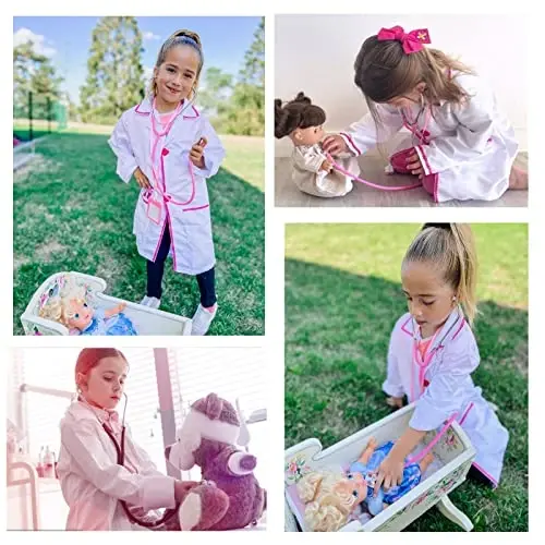 ANPHILE Kids Doctor Costume, Lab Coat Career Day Dress Up for Toddler Girls - 2
