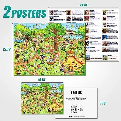 Antelope - 1000 Piece Puzzle for Adults, Dog Park Jigsaw Puzzles 1000 Pieces - 1000 Pieces High Resolution, Matte Finish, Smooth Edging, No Dust Leisure Animal Puzzle (Pack of 2) - 4