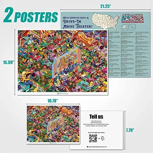 Antelope - 1000 Piece Puzzle for Adults, Drive-in Movie Jigsaw Puzzles 1000 Pieces - 1000 Pieces High Resolution, Matte Finish, Smooth Edging, No Dust Puzzle - 2