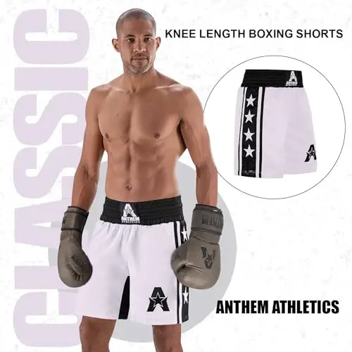 Anthem Athletics erkaklar va ayollar uchun klassik boks shortlari - Mashinada yuvish mumkin bo'lgan bokschilar, tanalar, kostyum, Muay Thai - 2