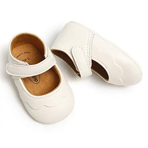 Antheron Baby Girls Mary Jane Flats kamonchali sirpanmaydigan chaqaloq birinchi qadam qo'yuvchi malika ko'ylak poyabzallari - 3
