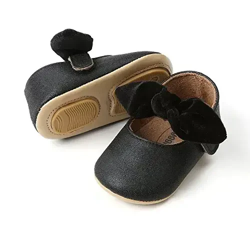 Antheron Baby Girls Mary Jane Flats kamonchali, sirpanmaydigan chaqaloq birinchi qadam qo'yuvchilar malika ko'ylak poyabzallari - 3